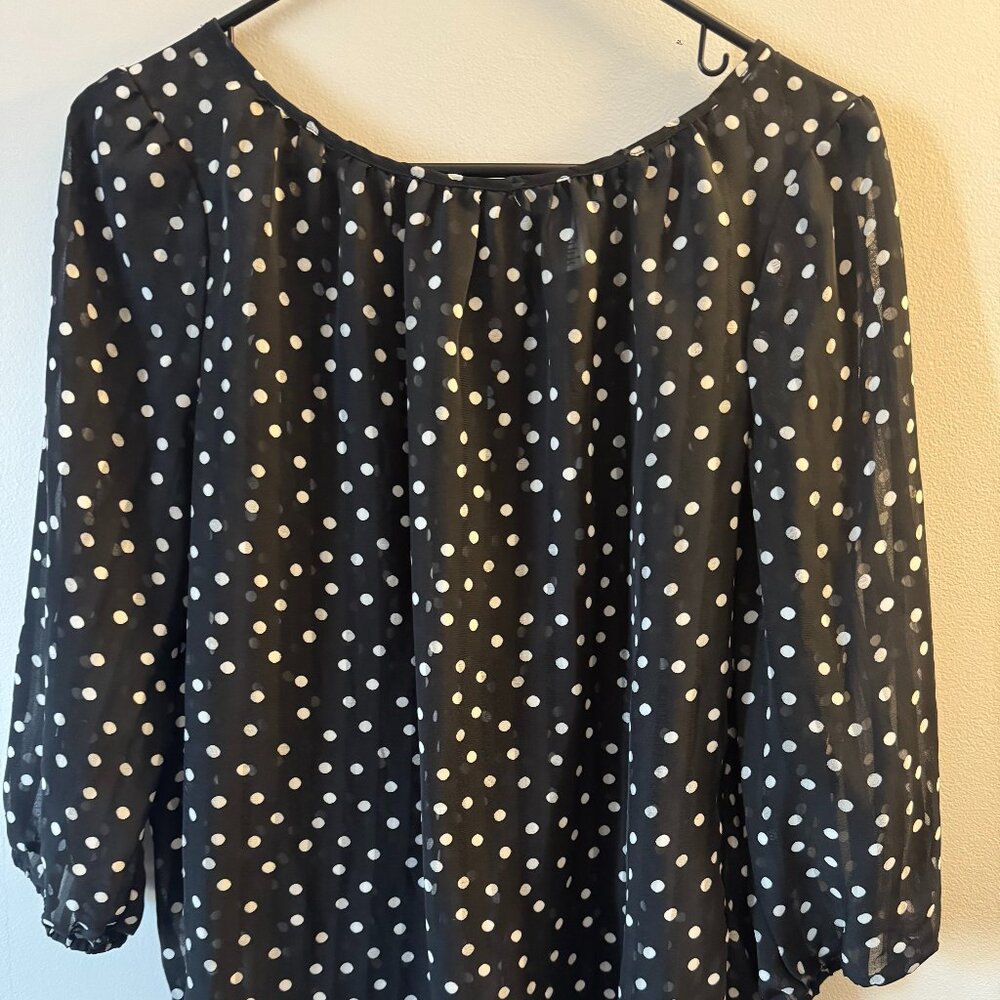 White House Black Market Polka Dot Sheer Blouse